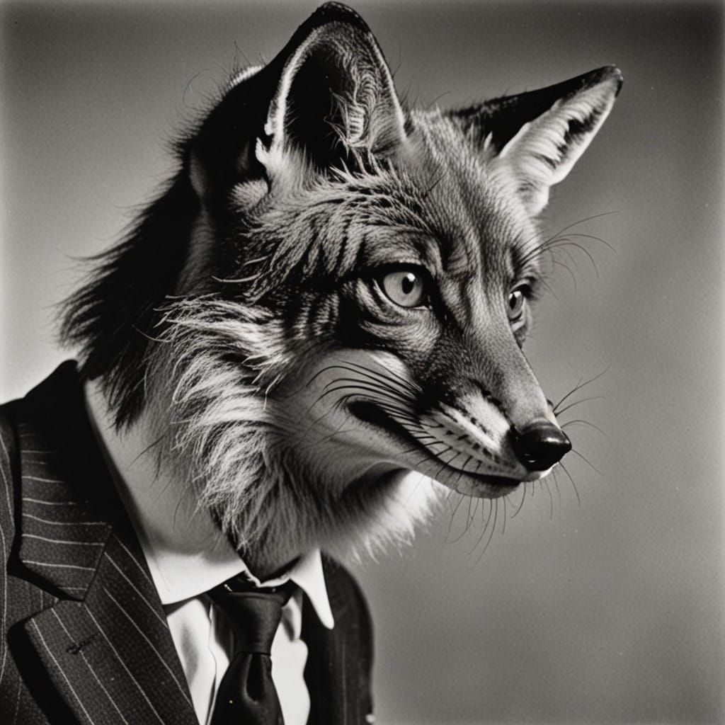 Anthropomorphic Fox in Dali-Inspired Portrait