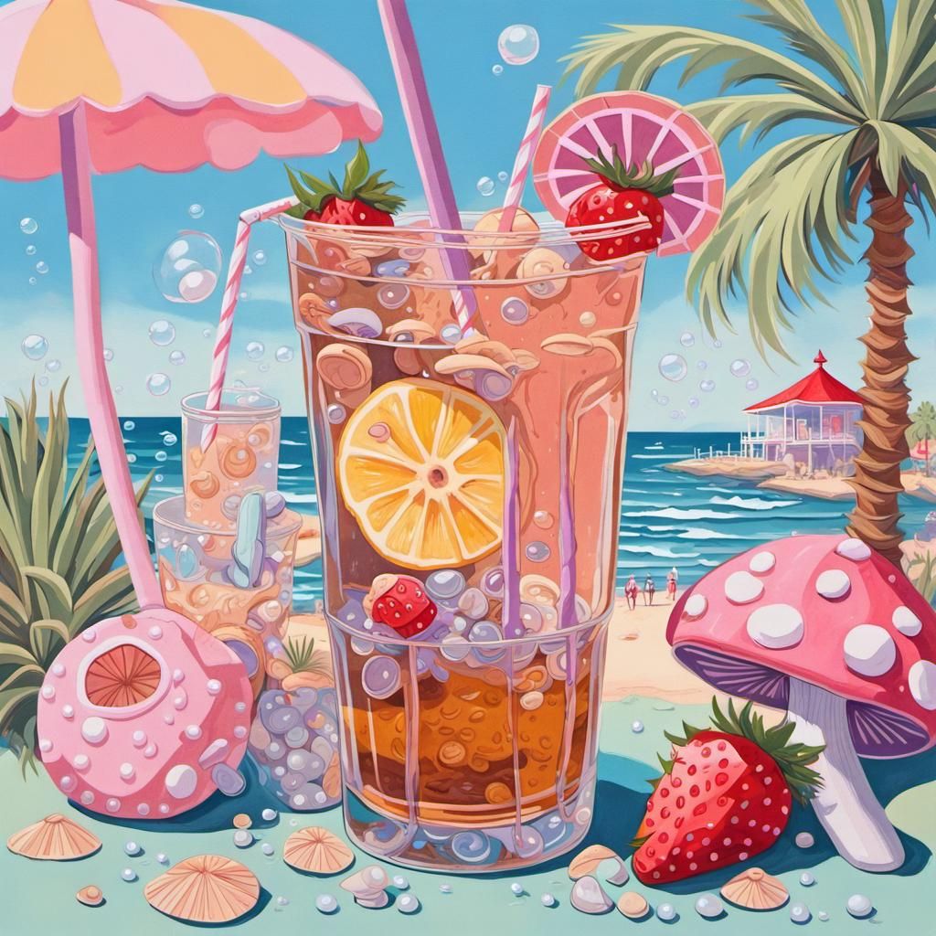 Vintage Iced Tea Still Life in Pastel Gouache