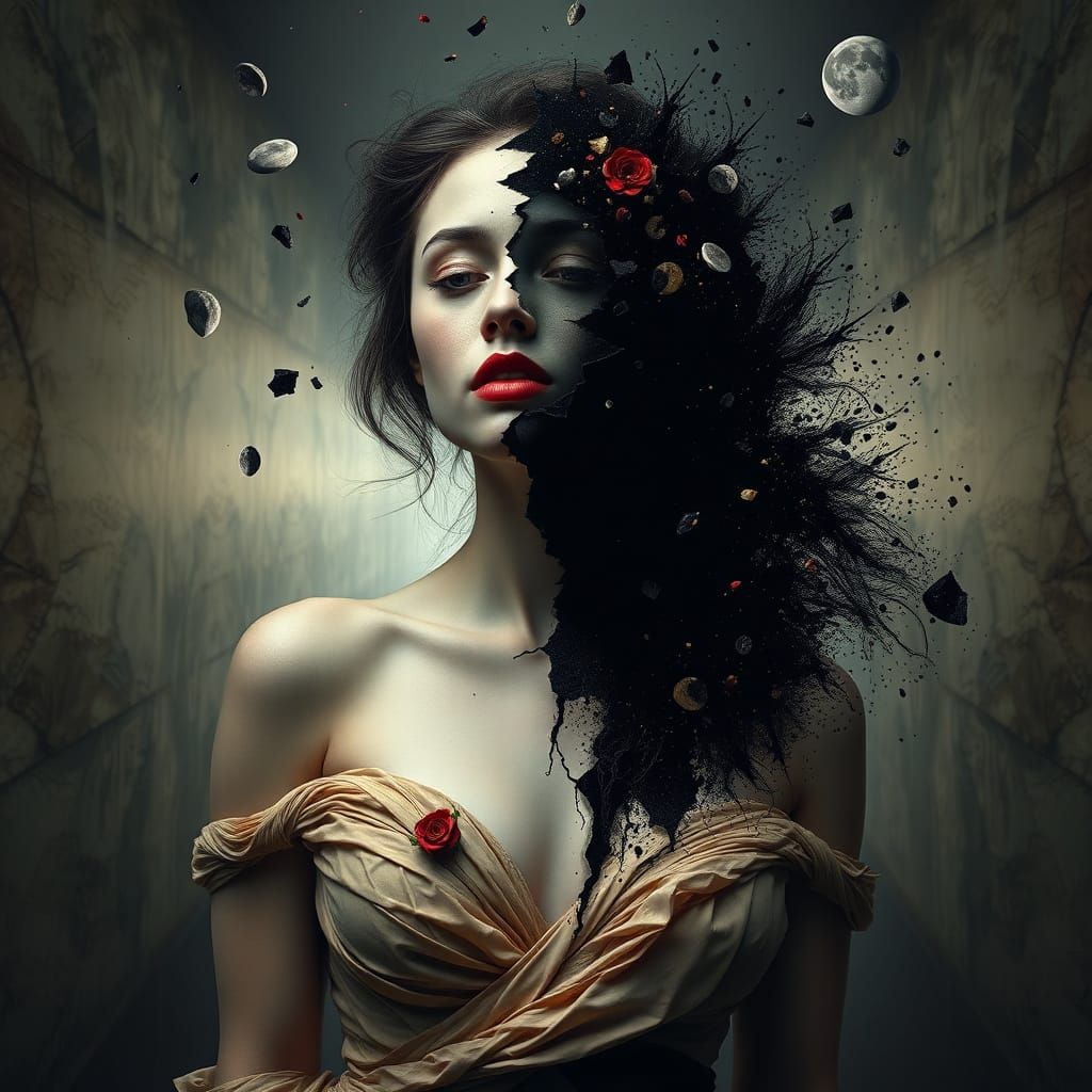 Ethereal Lady Portrait in Dreamlike Realism Style