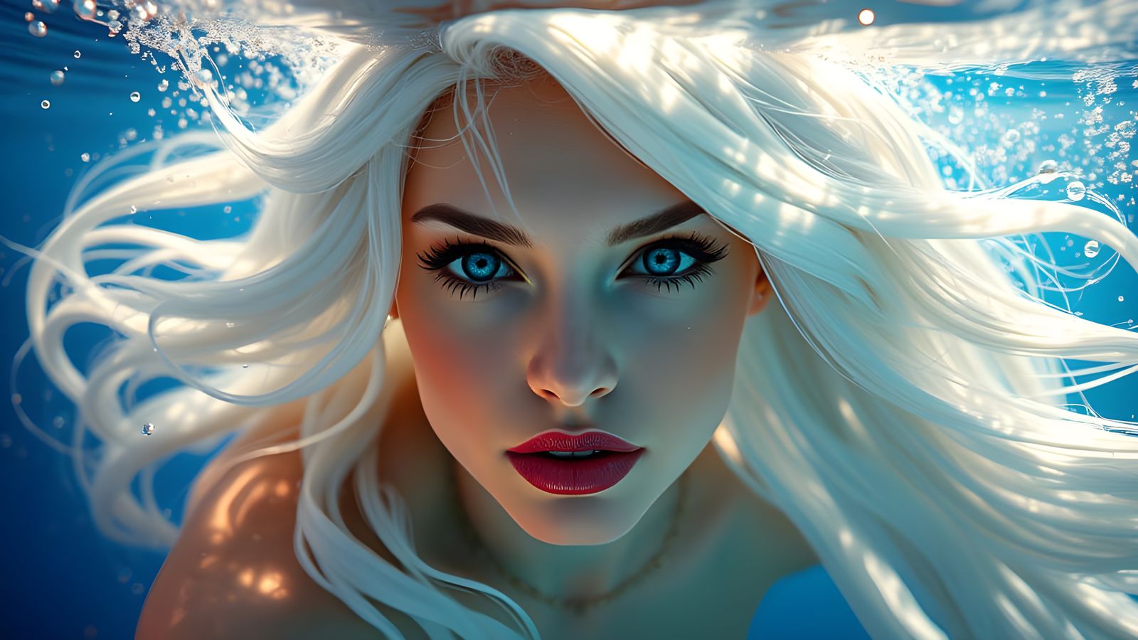 Ethereal Mermaid Goddess in Crystal Ocean