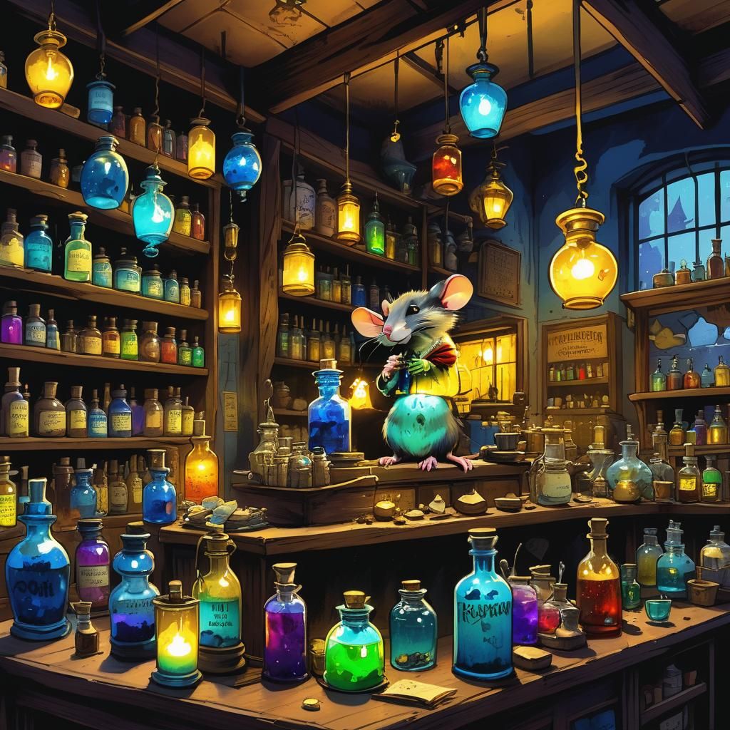 Ratkin Apothecary in Comic Book Style