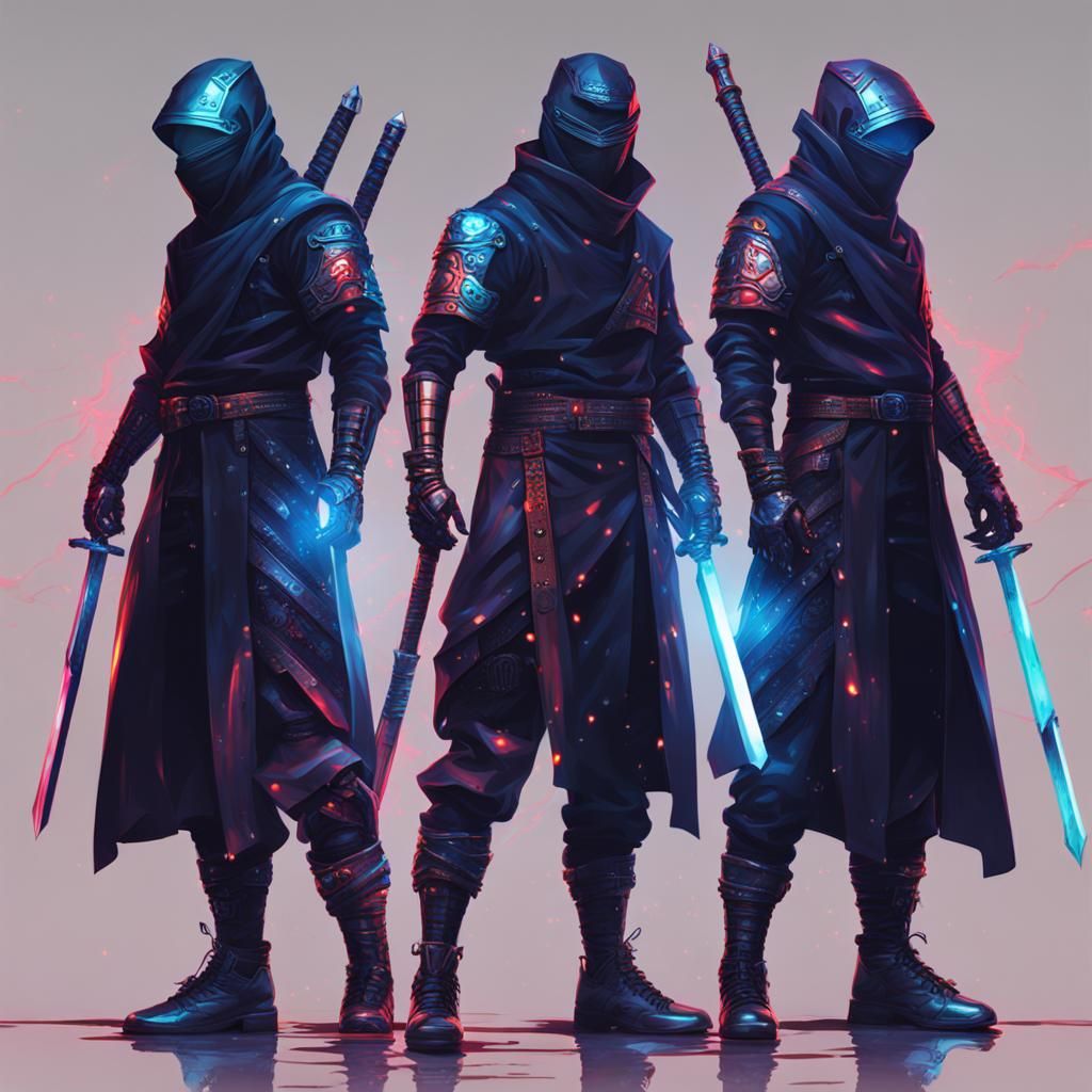 Cyberpunk Ninja Warrior with Futuristic Sword