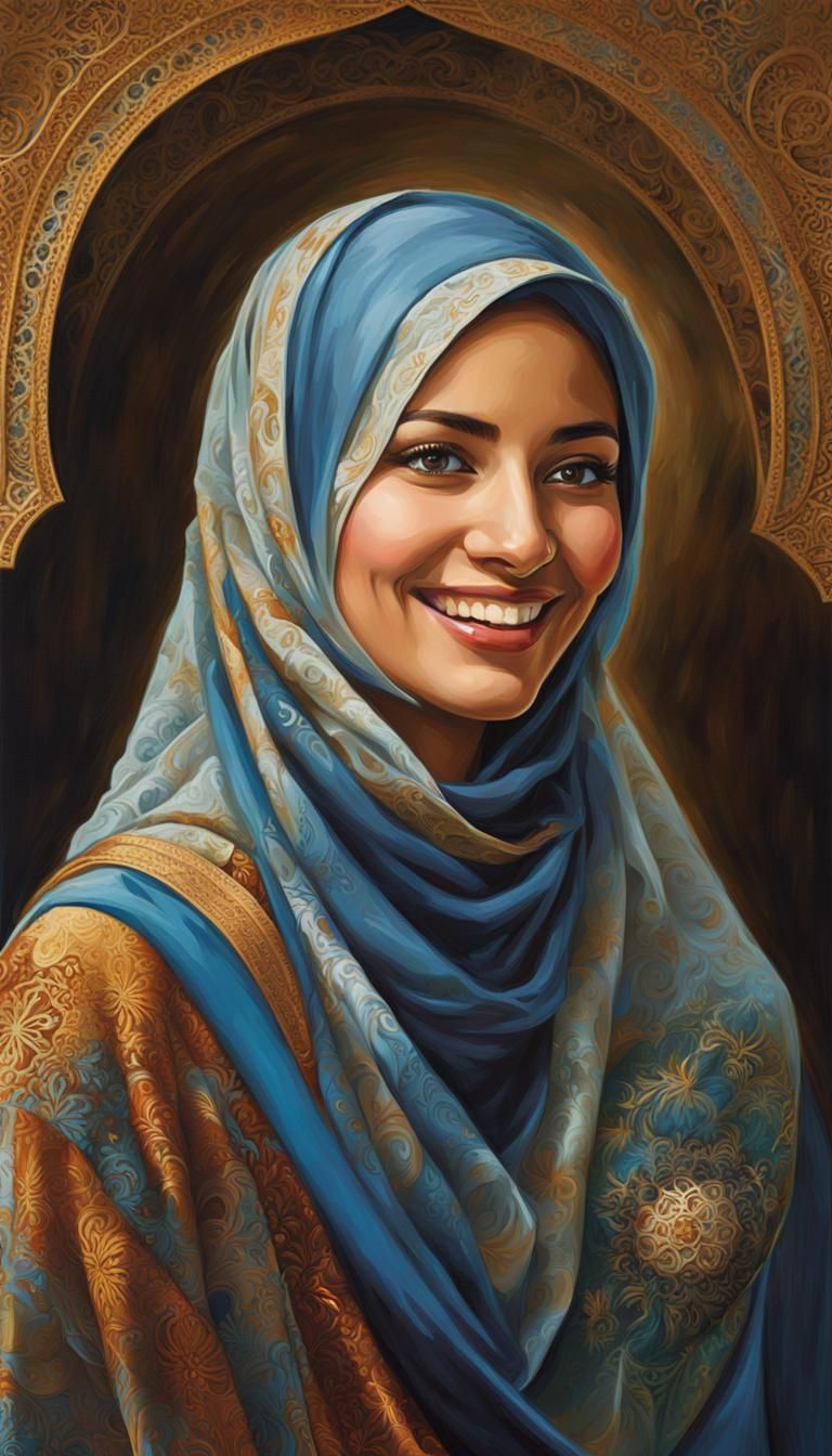 Arab Woman Celebrates Liberation in Oil Painting