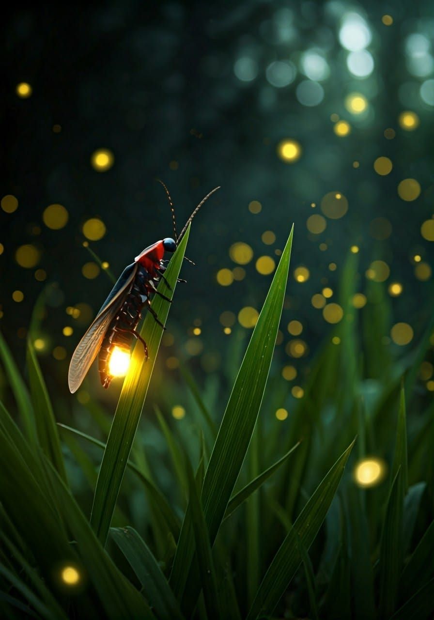 Ethereal Firefly Luminescence in Enchanted Forest
