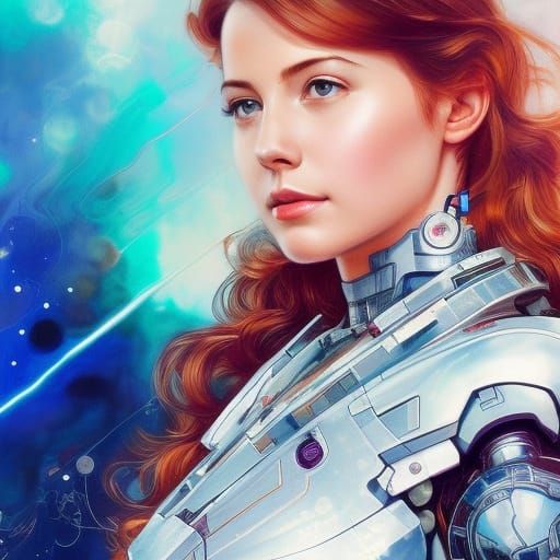 Cyberpunk Girl Portrait in Mecha Outfit