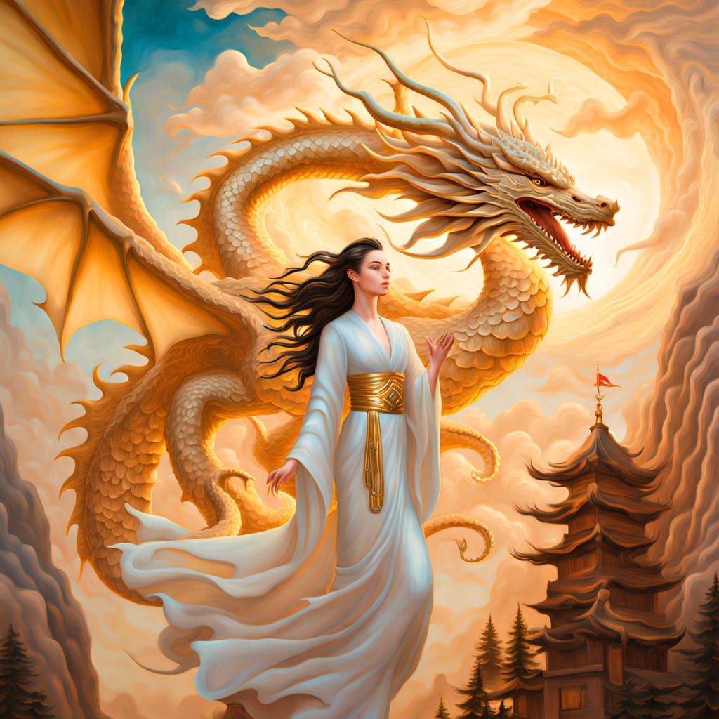 Celestial Temple Ascent in Dreamlike Surrealism