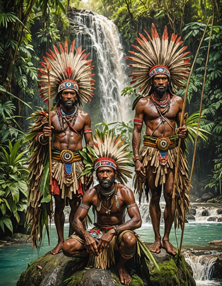 Papuan Indigenous tribesmen.