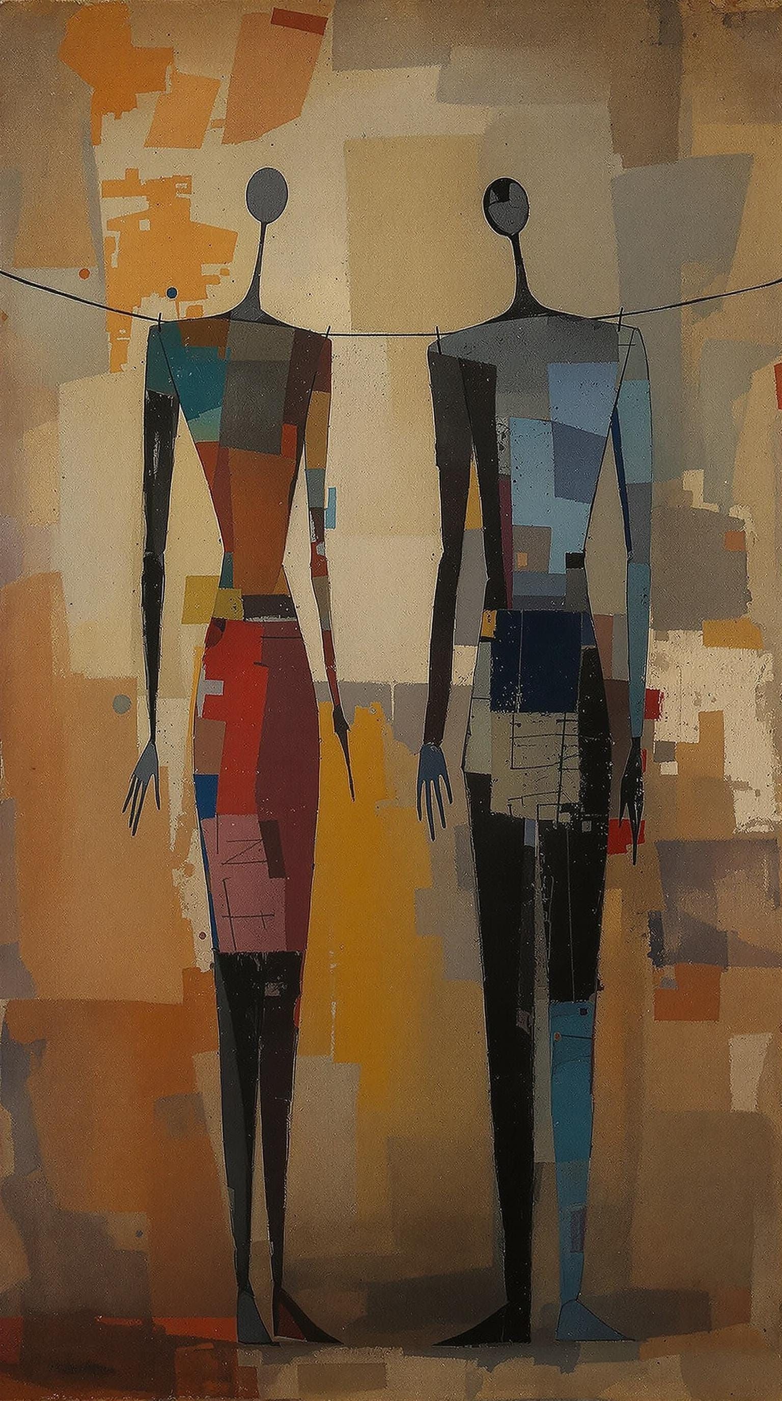 Lovers' Melancholy: A Bauhaus-Inspired Scene