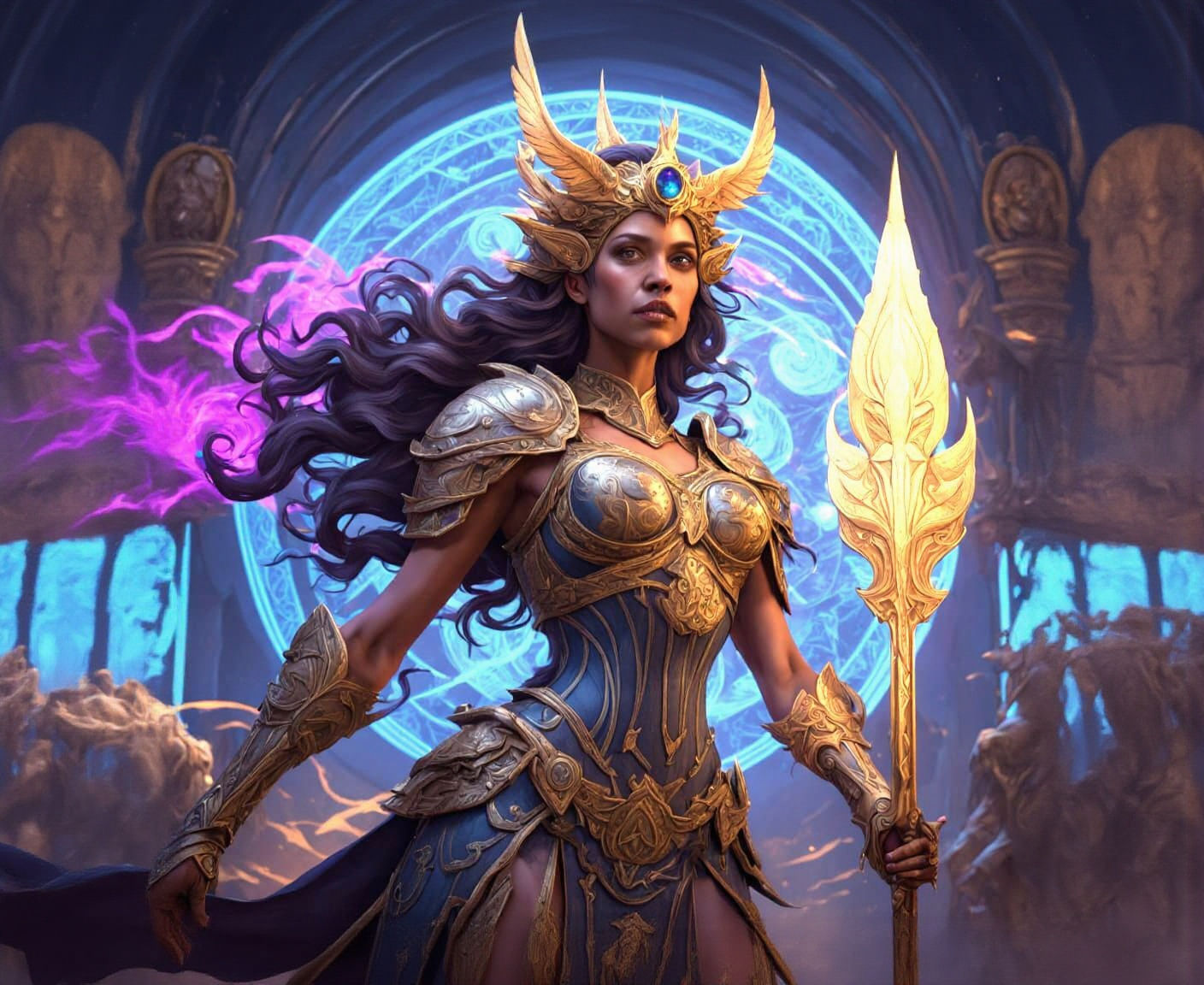 Valkyrie Warrior on Battlefield in Dark Fantasy Style