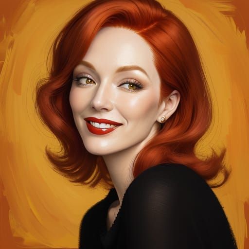 Pin-Up Art: Redhead in Vibrant Oil Painting