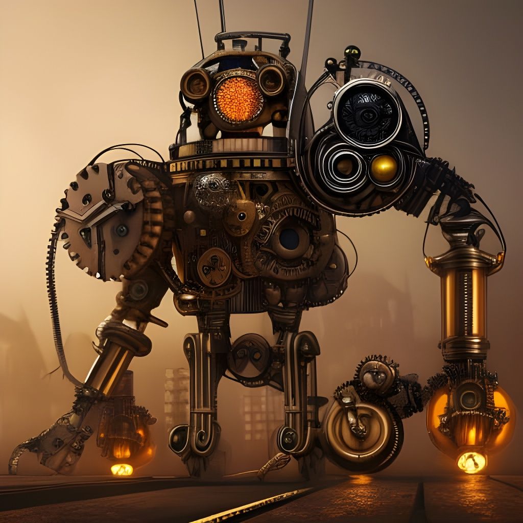 Steampunk Copper Robot in Hyperrealistic Detail