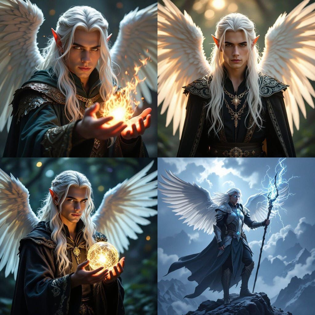 Photo Realistic Winged Elven Wizard Portrait