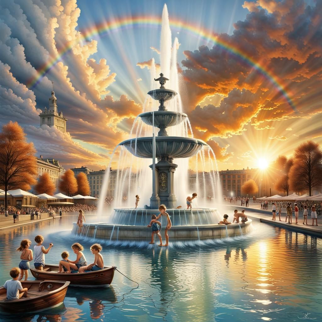 Geneva Fountain at Sunset in 8K Resolution
