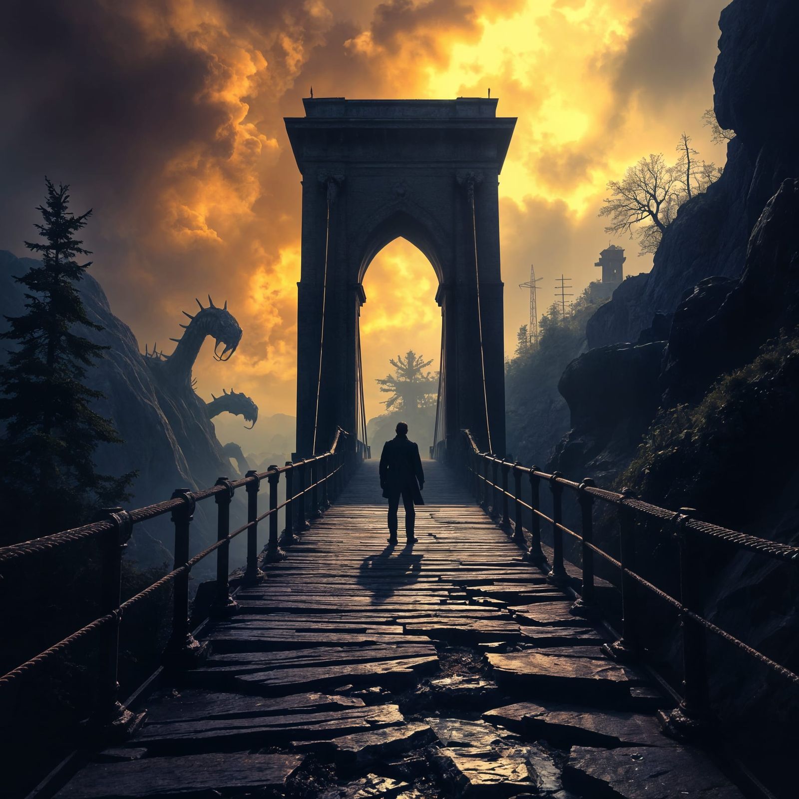 Bridge Between Worlds: Dark Fantasy Concept Art
