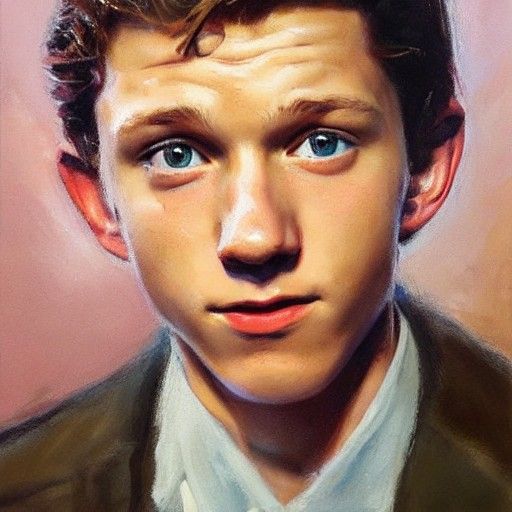 Tom Holland Portrait in Oil Painting Style