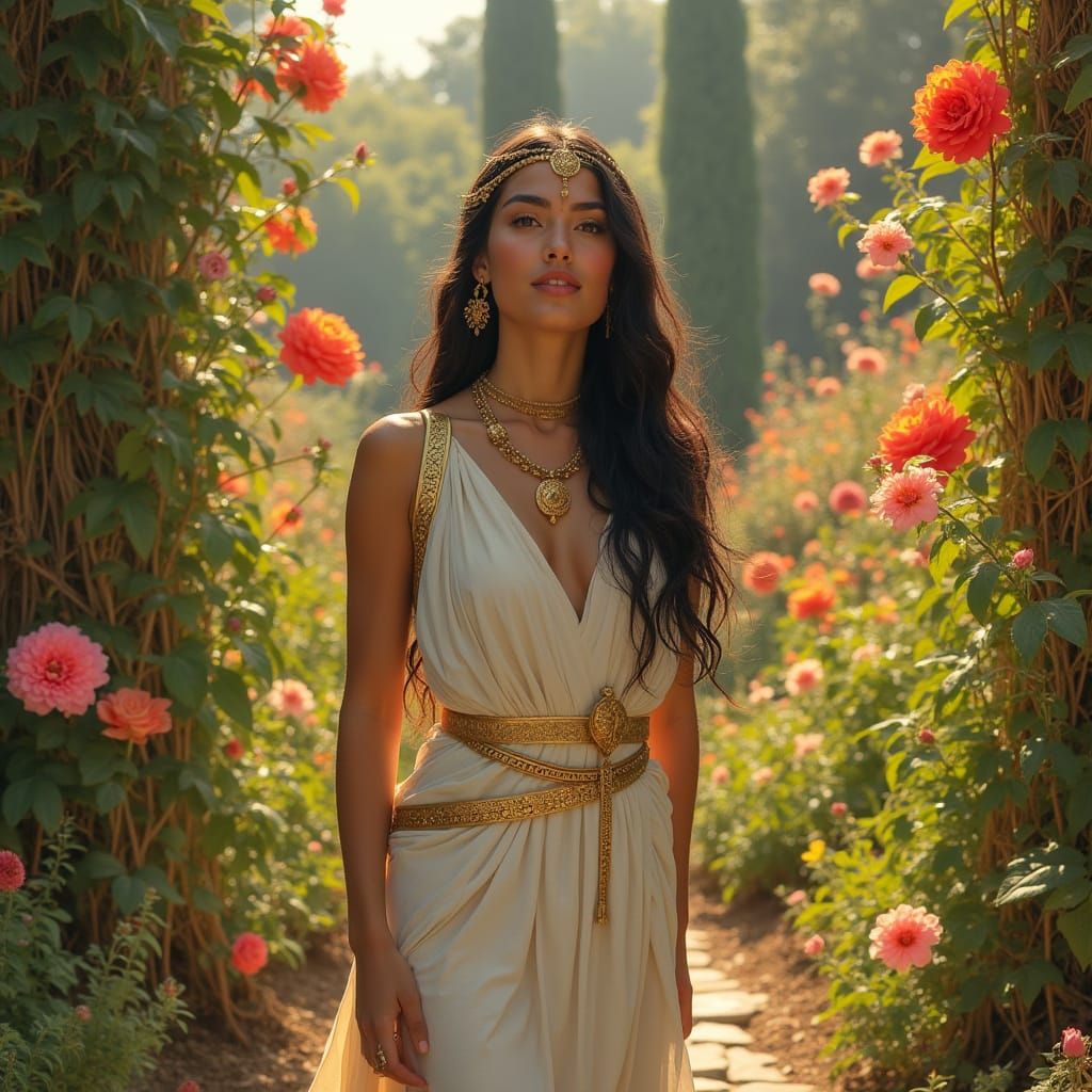 Cleopatra Selene II in Alexandria Garden, Romantic Style