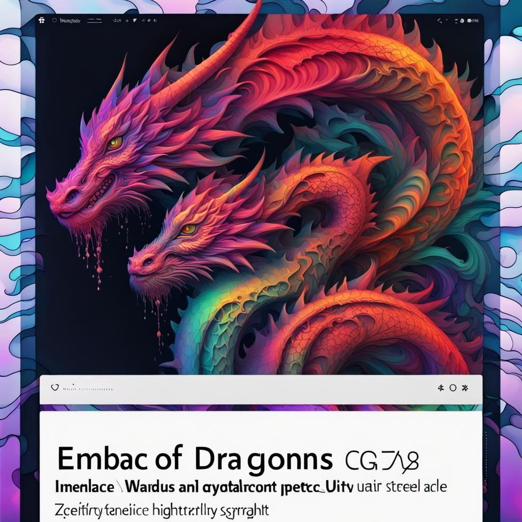 Dragons Embrace in Vaporwave Graffiti Art