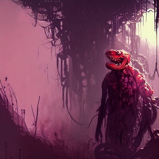 Demonic Snake-Man Horror Illustration