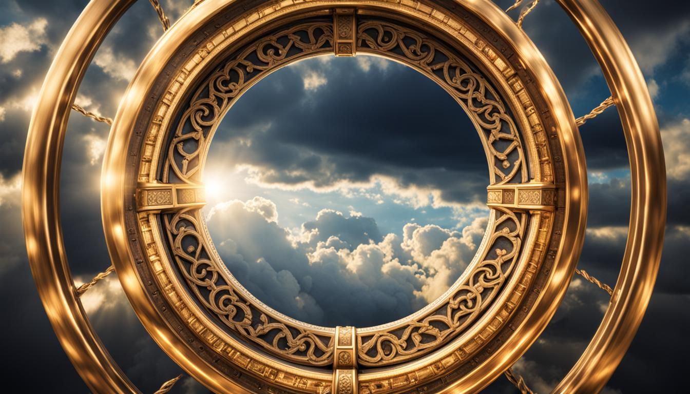 Golden Ring of Power with Blurred Cloud Background