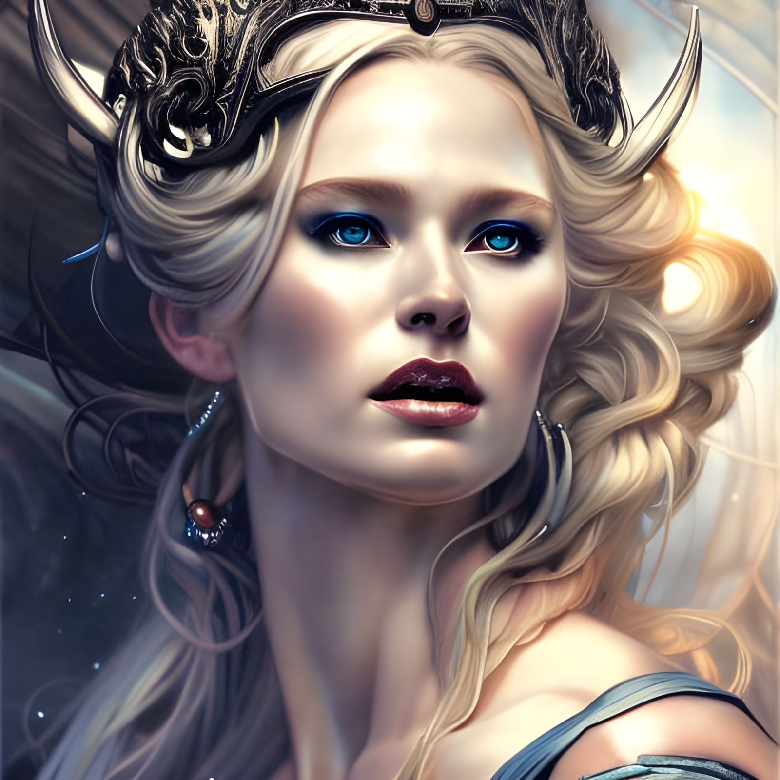 Lady Thor in Rococo Style Under Moonlight