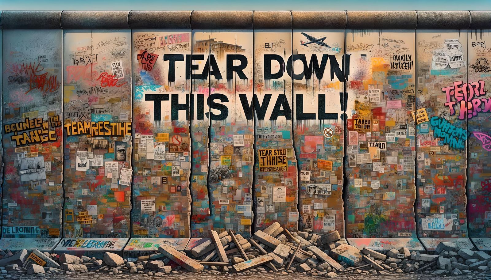 Berlin Wall Protest Art in Colored Pencil