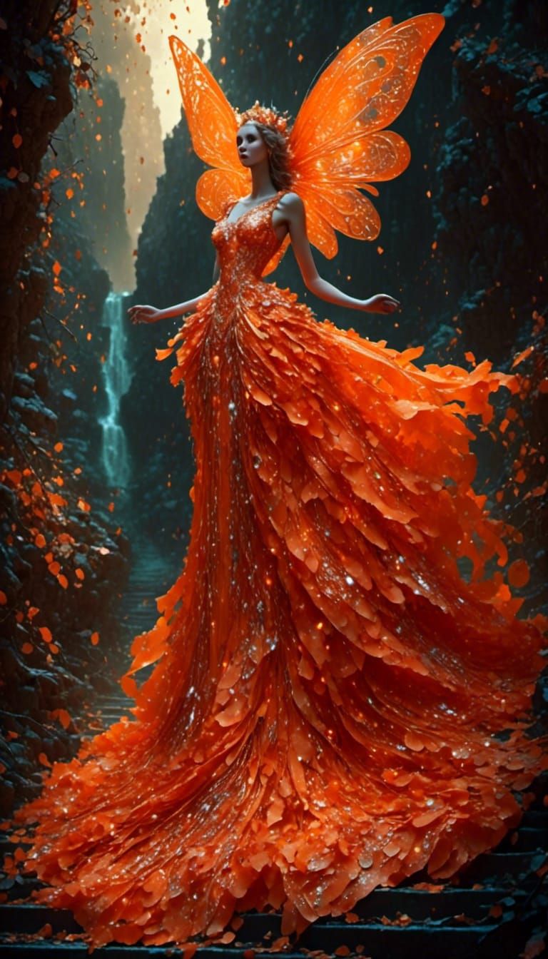 Orange Sculptural Gown Fit for a Princess