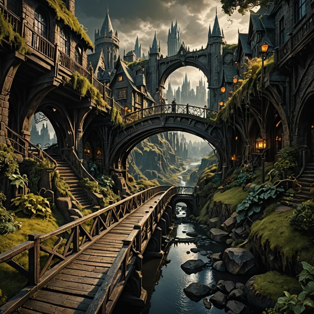 Gotham City Footbridge: Digital Matte Painting