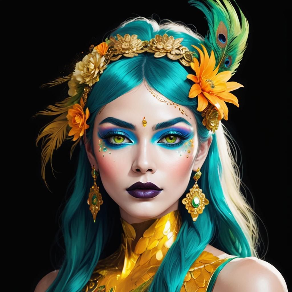 Golden Woman with Peacock Feathers, Concept Art