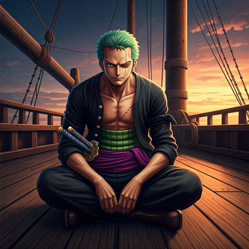 Pirate Hunter Zoro in Anime-Inspired 3D Art