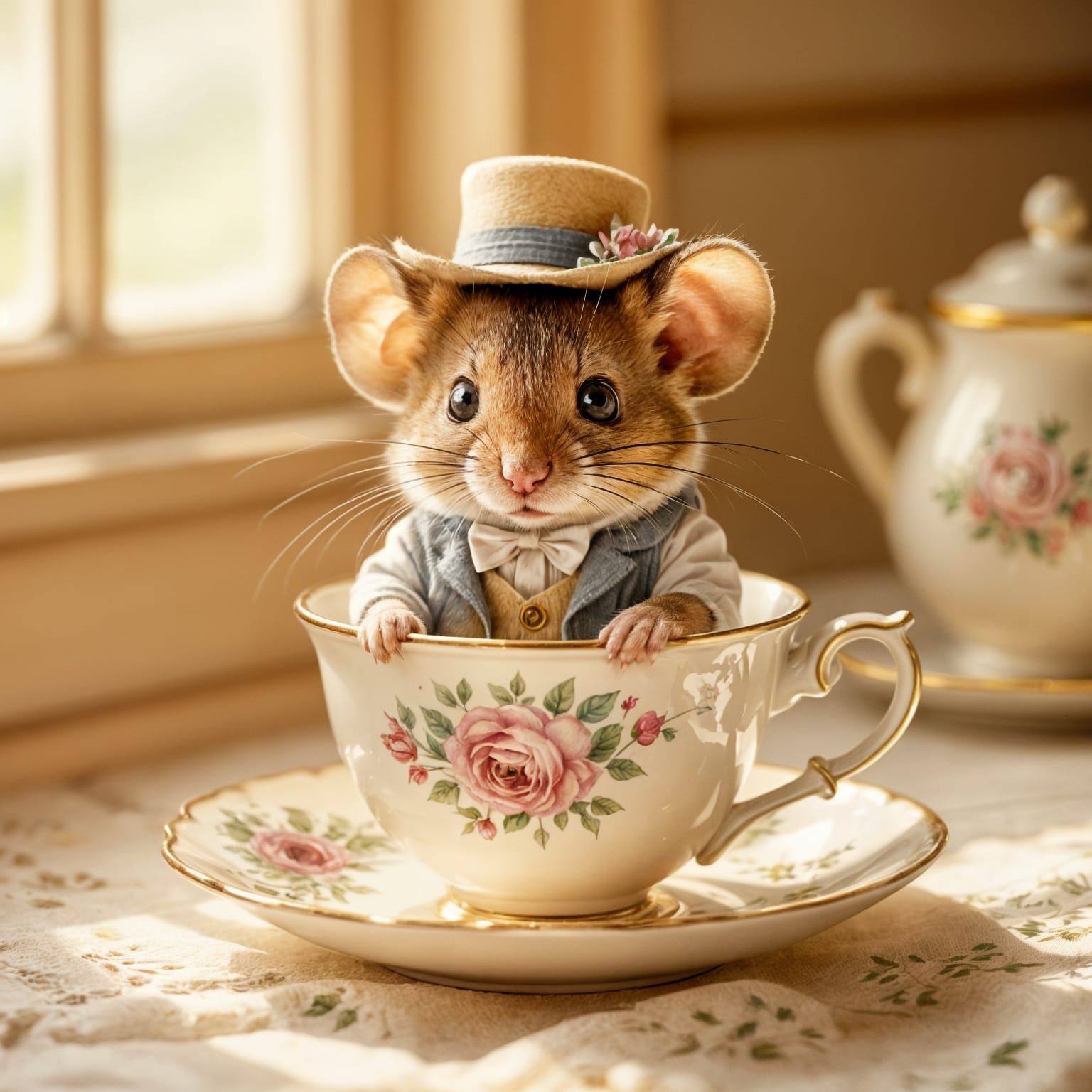 Mouse in Teacup: A Storybook Watercolor Illustration