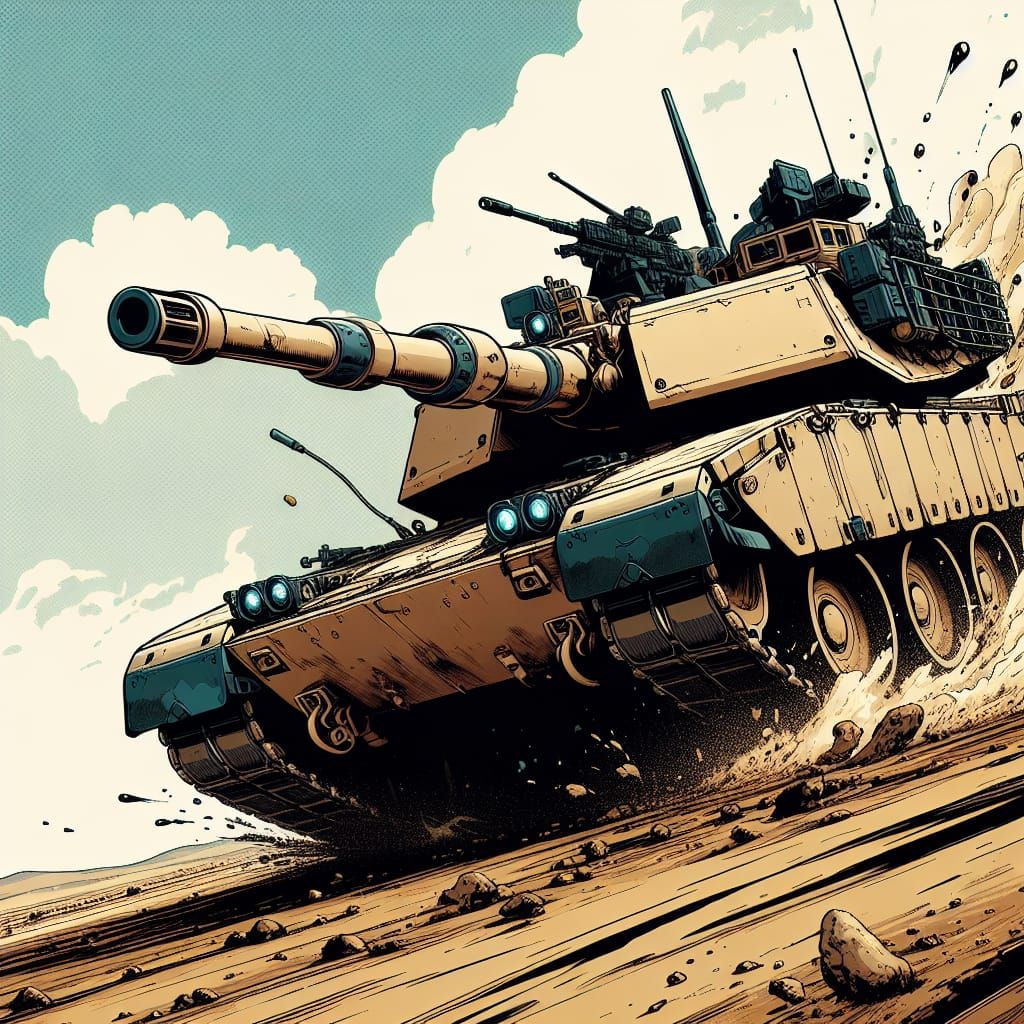 M1 Abrams Tank Charges: Comic Book Style