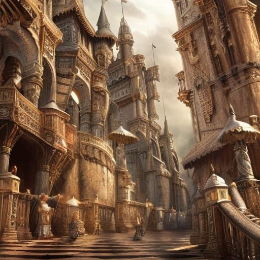 Hyperdetailed Knight Guarding King's Castle