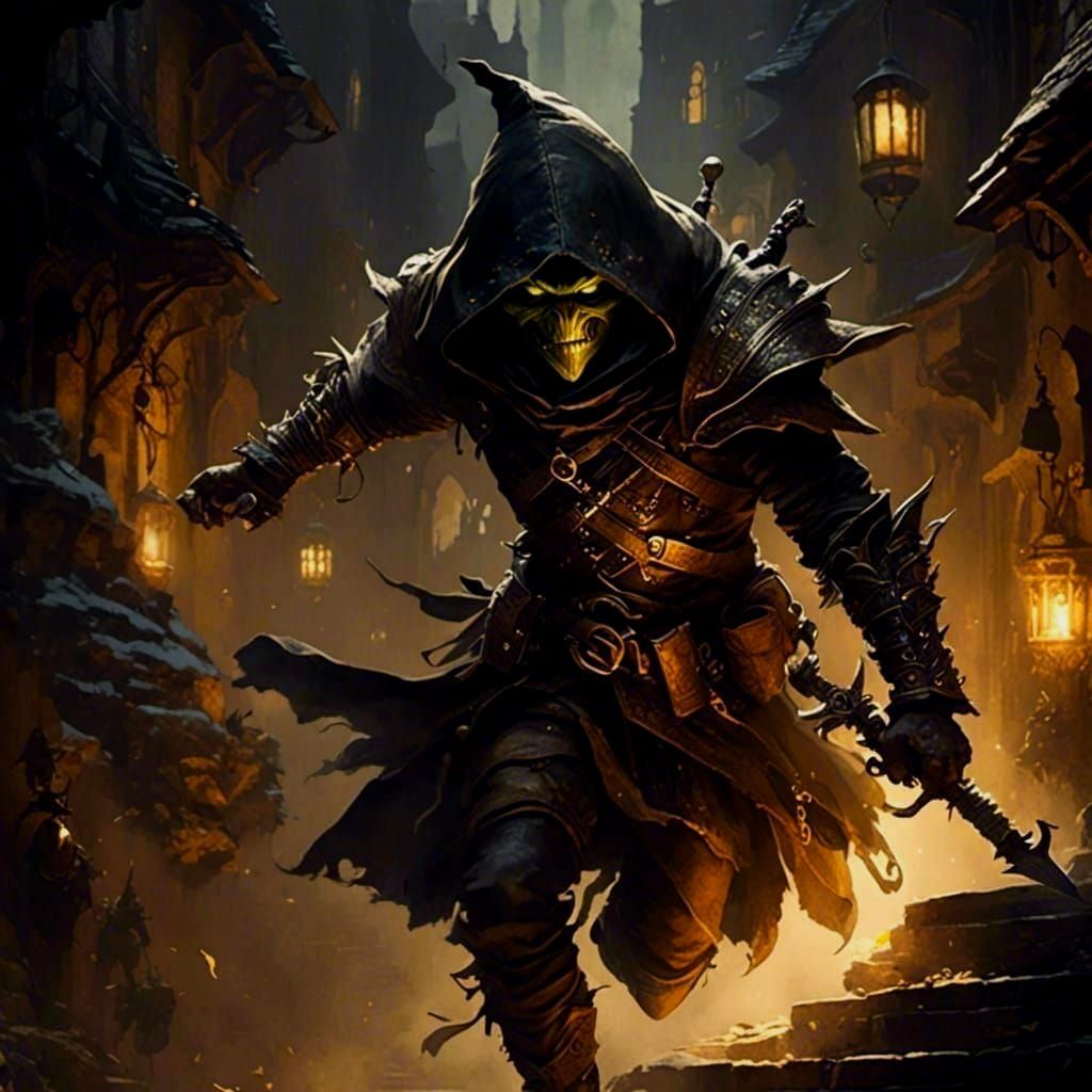 Goblin Assassin in Romantic Watercolor Style