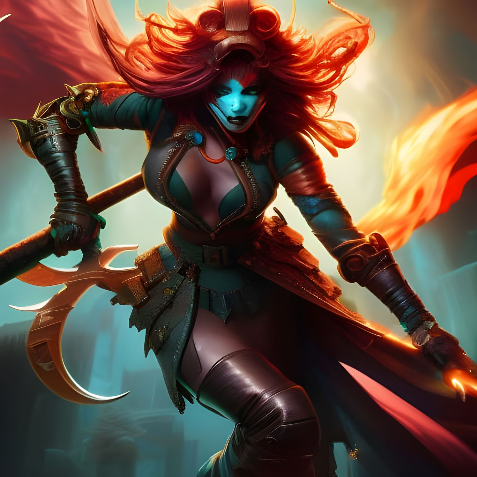 Luminous Kitsune Goddess in Comic Book Style