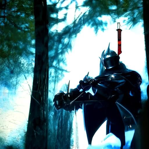 Dark Knight with Sword in Forest