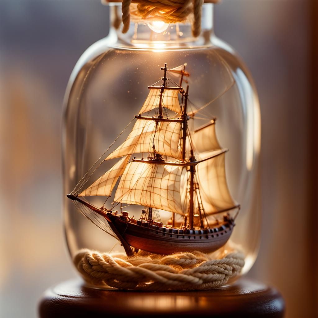 Sailing Ship in a Bottle: Miniature Fine Art