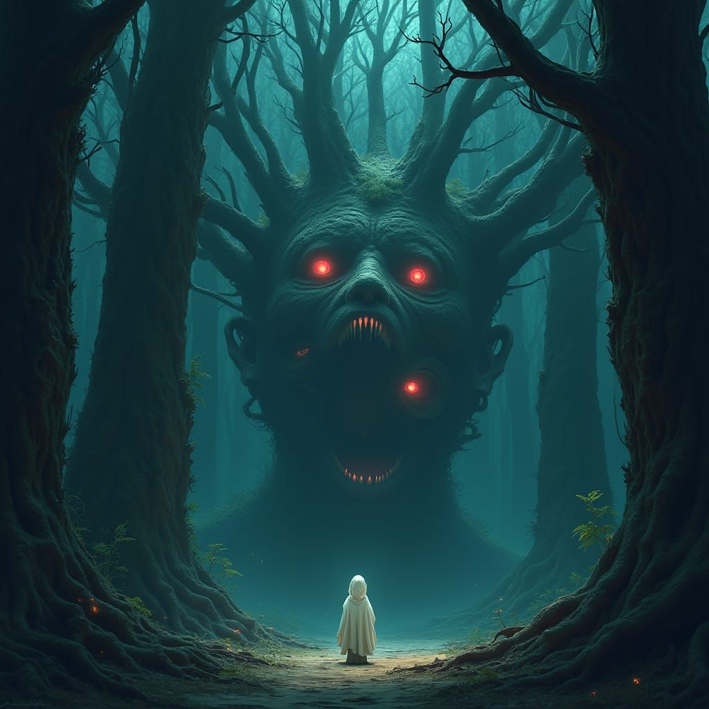 Mysterious Figure Amidst a Sentient Forest of Twisted Human ...
