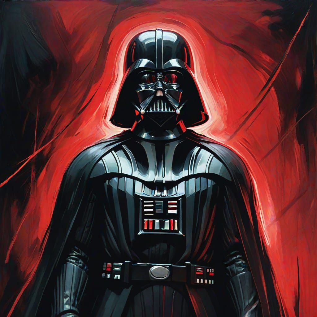 Darth Vader in Expressionist Style, Ominous Red Lighting