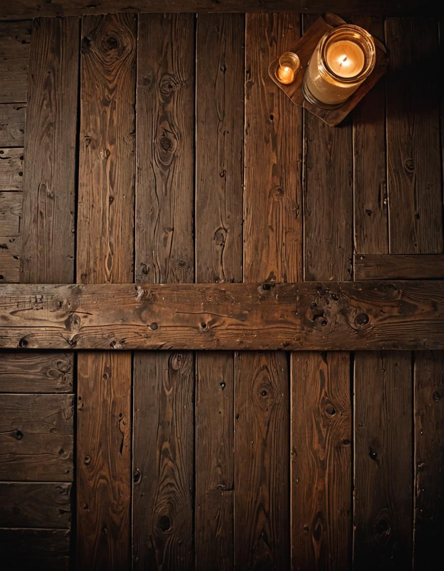 Rustic Wooden Table in Moody, Atmospheric Lighting