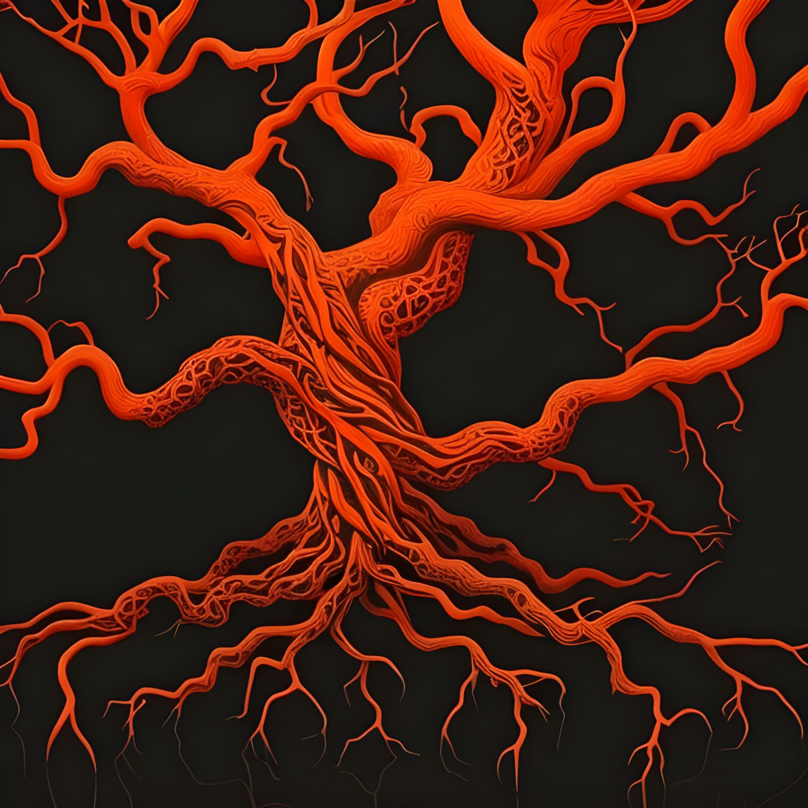 Escher-Inspired Blood Tree of Life in Dark Fantasy Style
