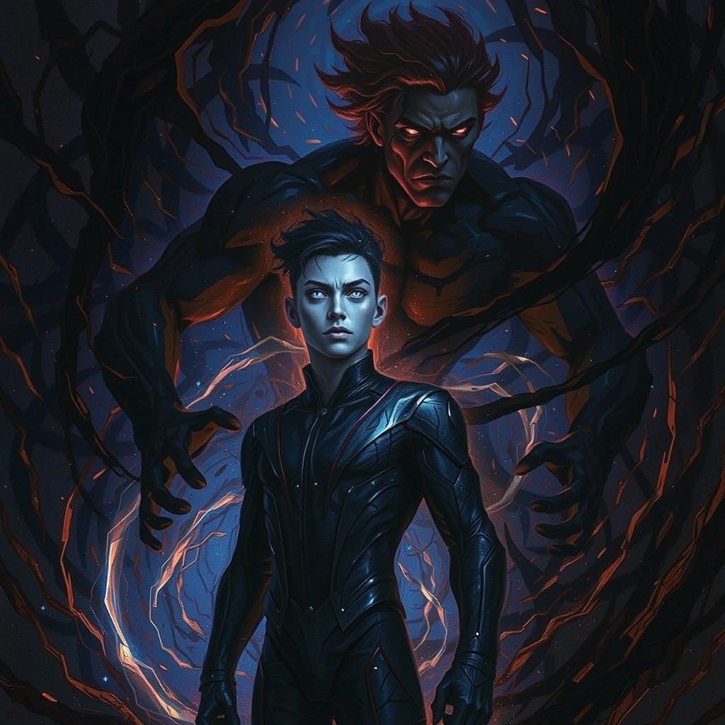 Cosmic Guardian in Energetic Vortex, Cinematic Digital Paint...