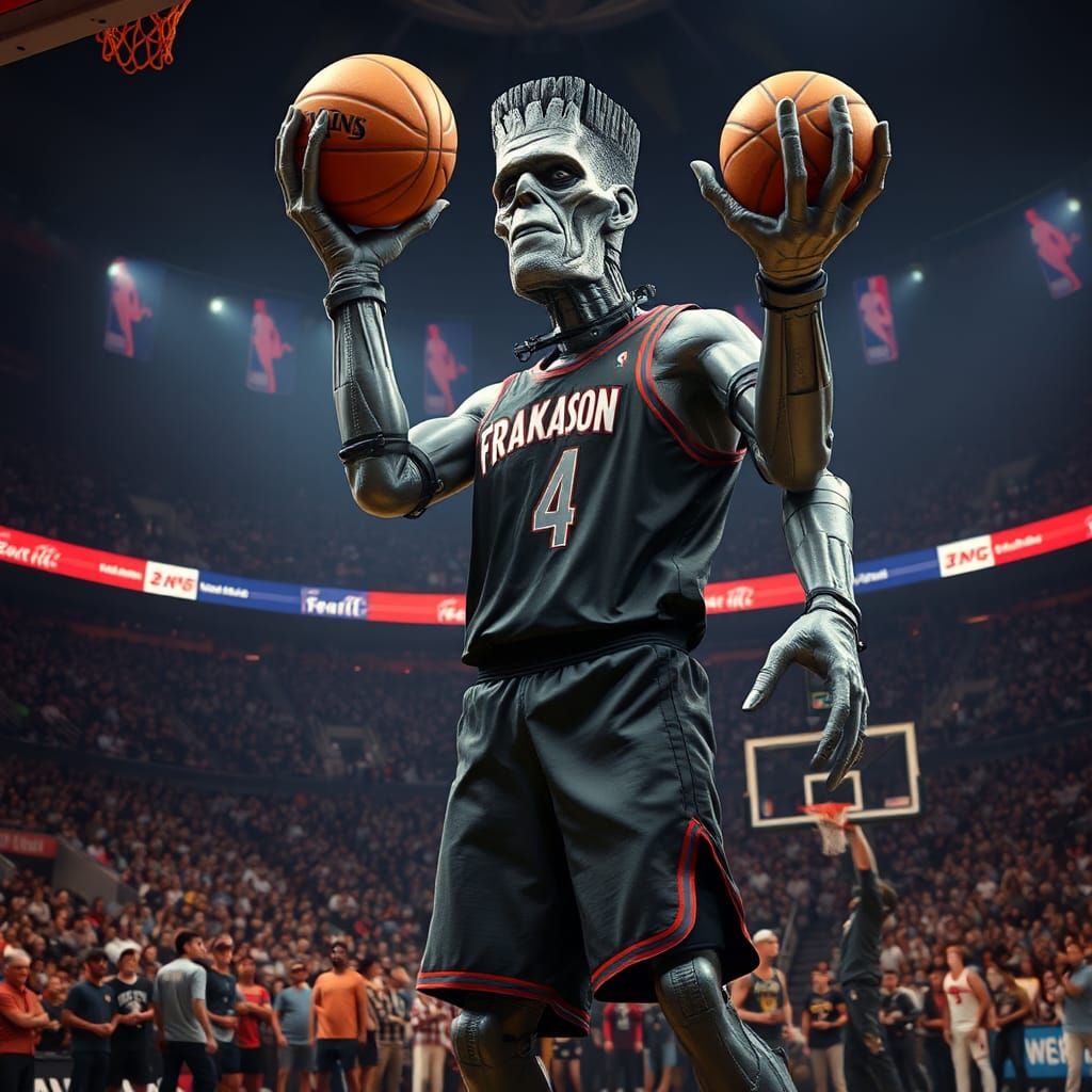 Frankenstein's Monster Blocks Shot in NBA Game