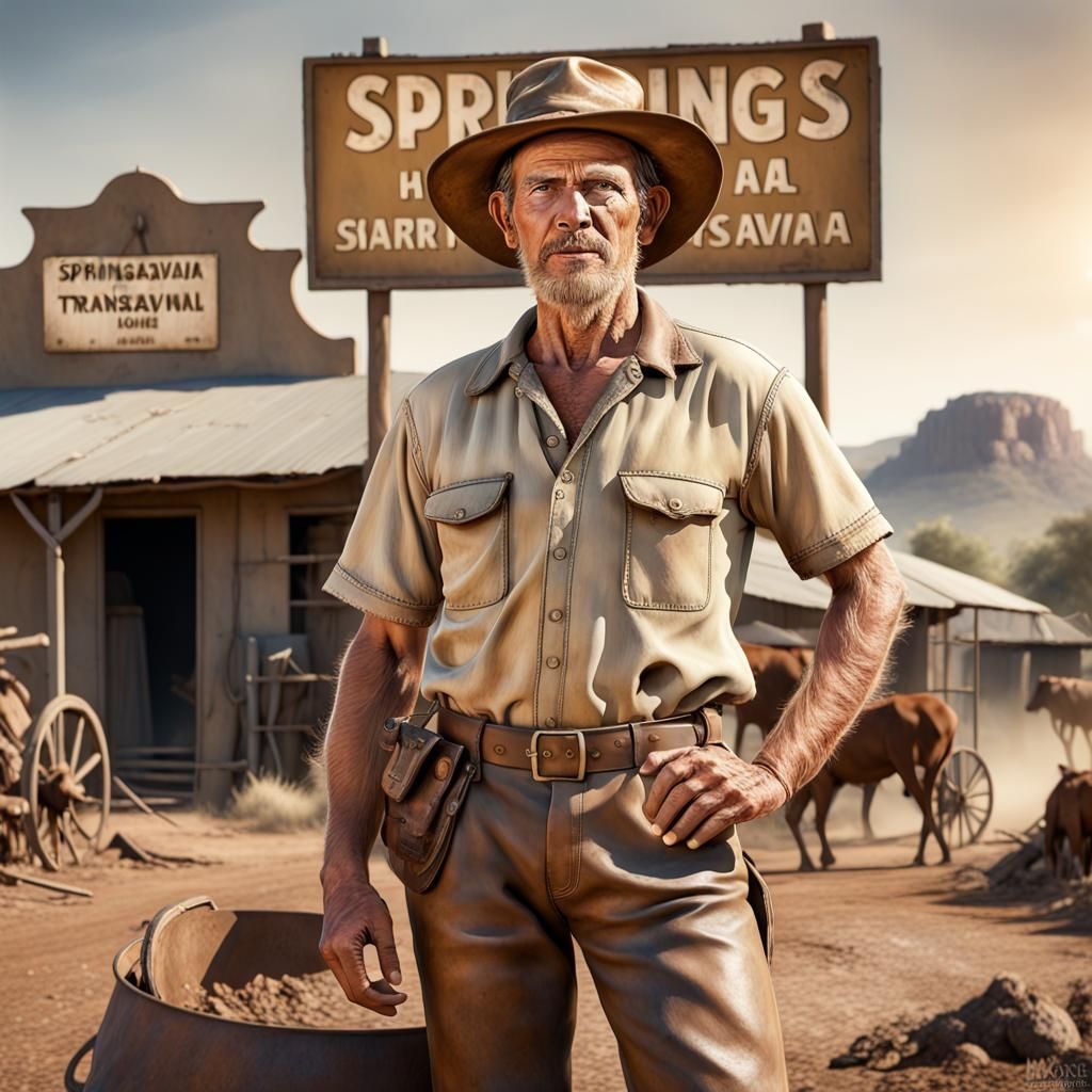 South African Gold Miner in Transvaal: Detailed Matte Painti...