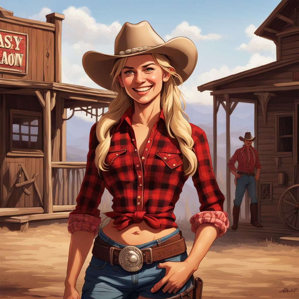 Western Woman in Saloon, Hyperdetailed Concept Art