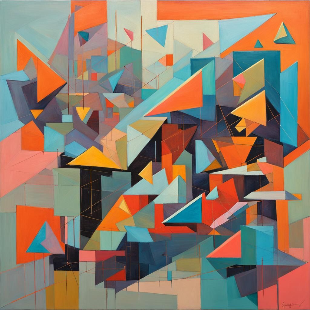 Vibrant Geometric Forms in Neon Accents