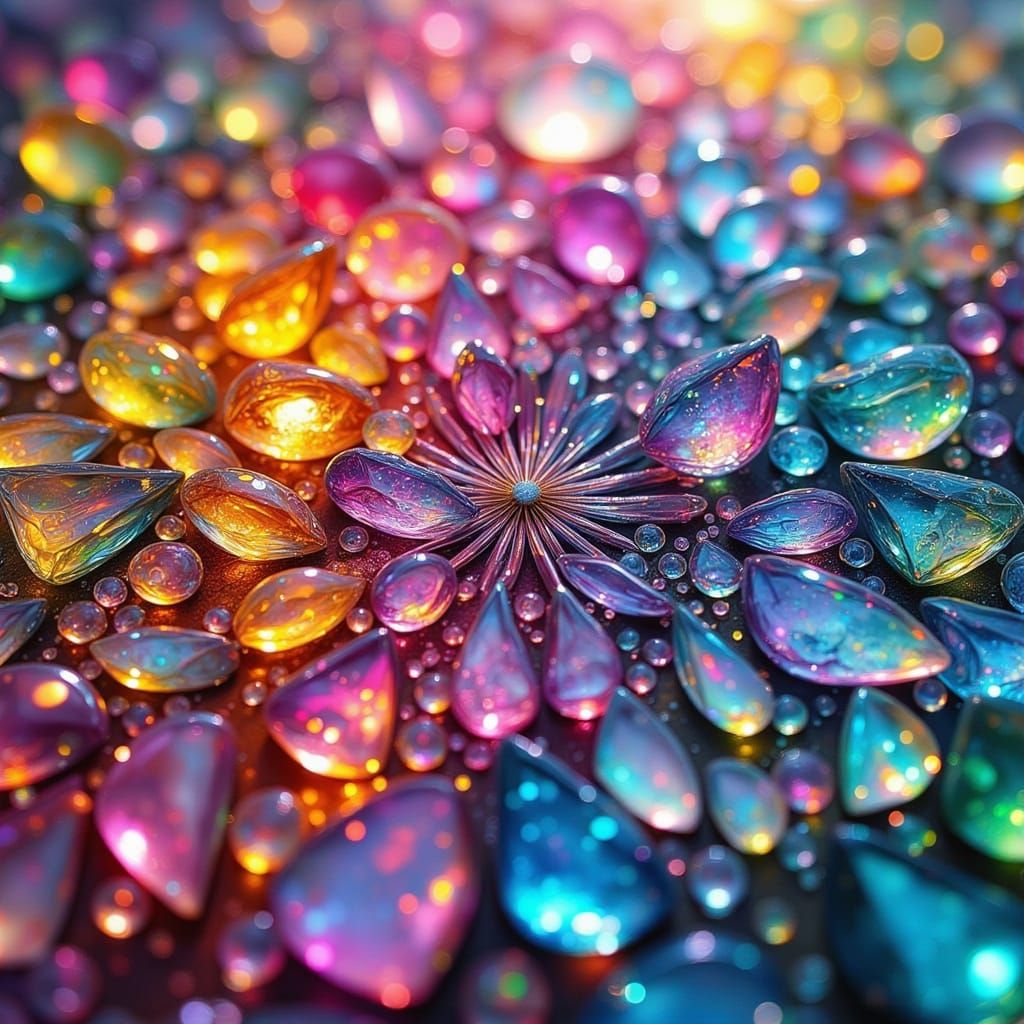 Vibrant Fairy Punk Glass Art in Dark Glitch Style