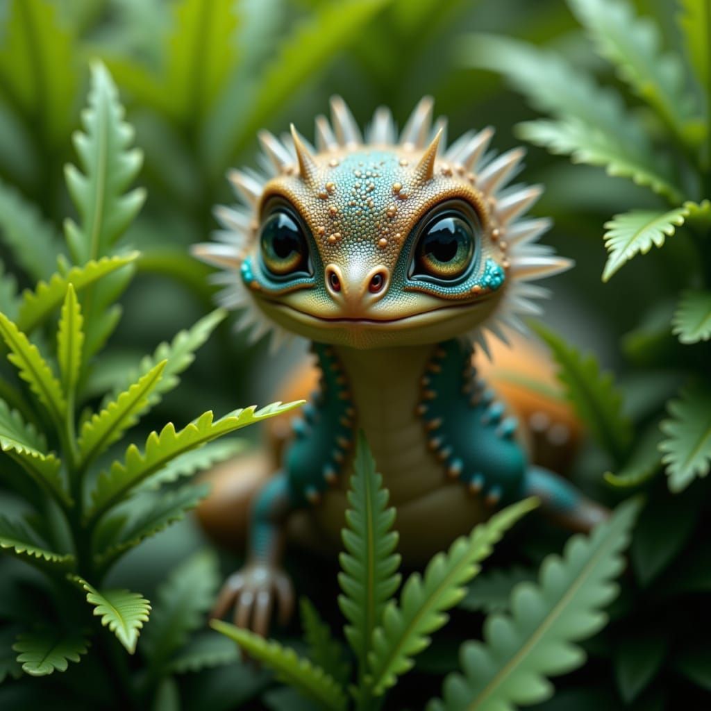 Iridescent Dinosaur Peeks Out, Wildlife Photography