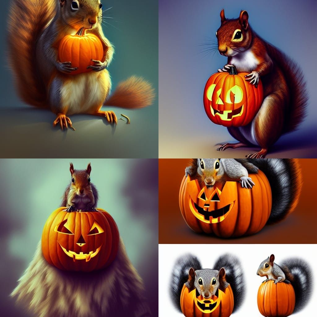 Halloween Squirrel Portrait in Art Nouveau Style