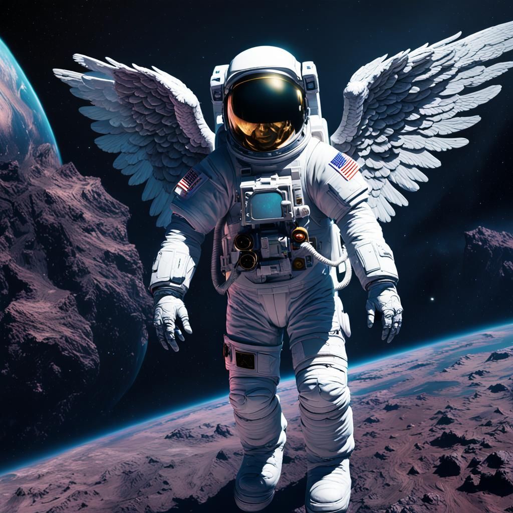 Astronaut Angel in Detailed Matte Painting
