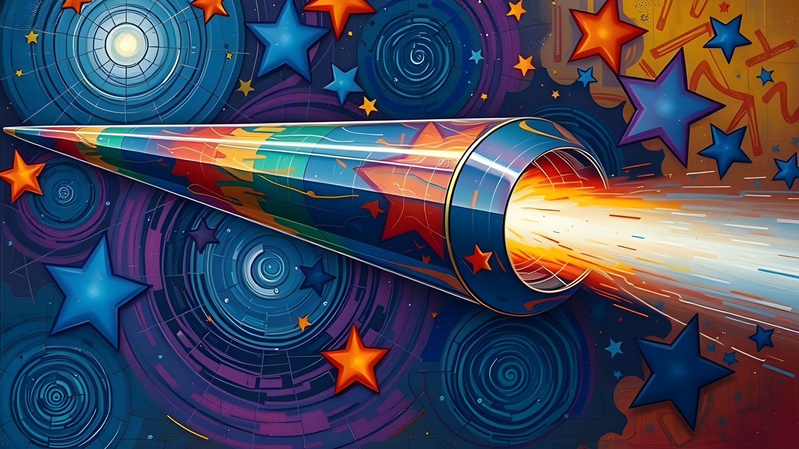 Cosmic Cylinder in Impasto Oil Painting Style
